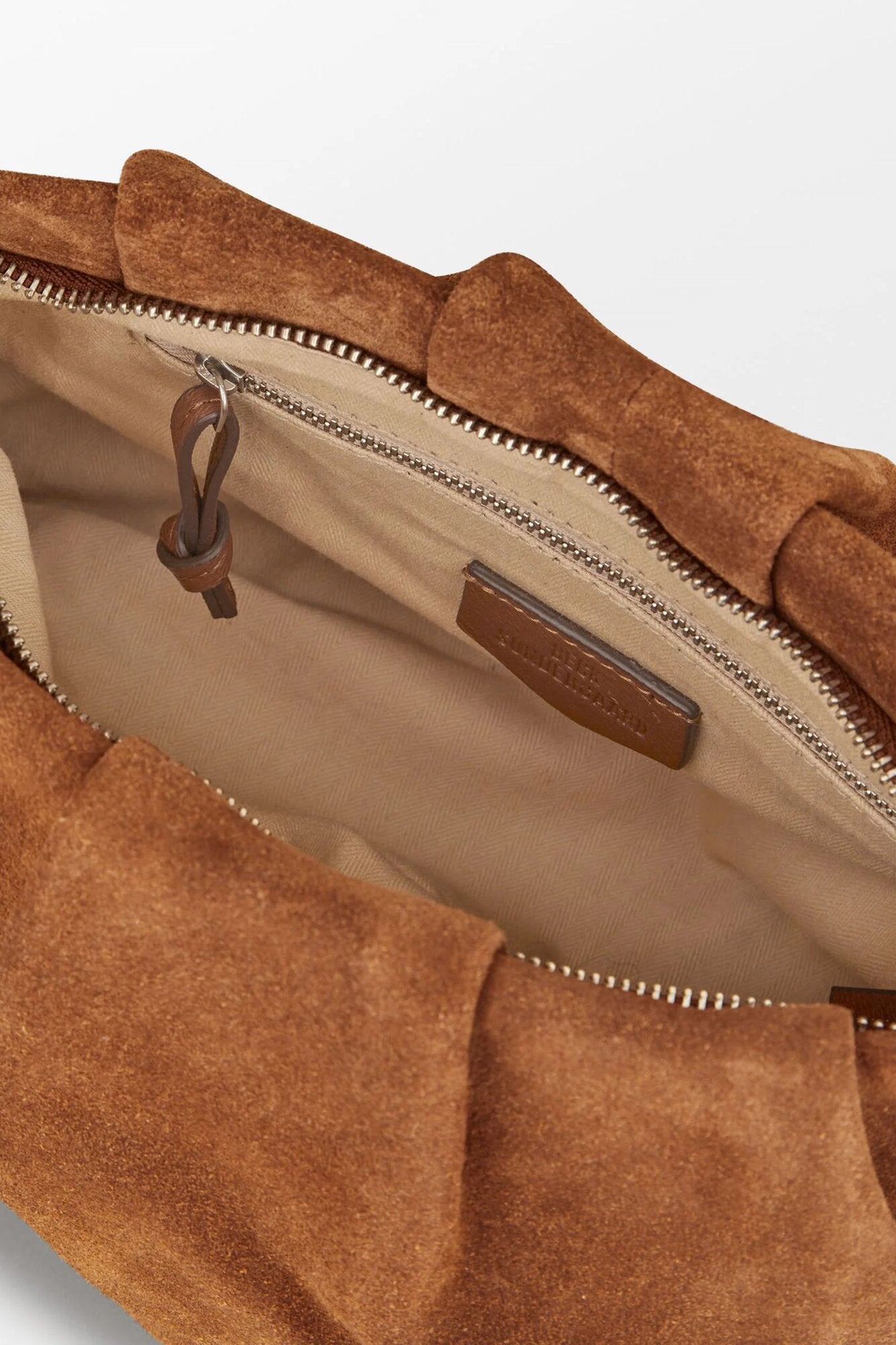 Suede clutch - Cognac Brown